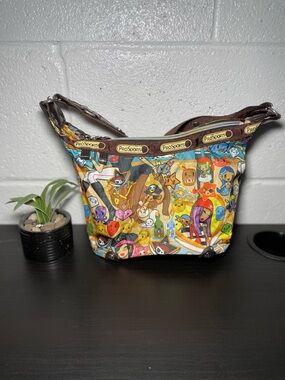 ProSports Multicolor Character Print Crossbody with Brown Trim
